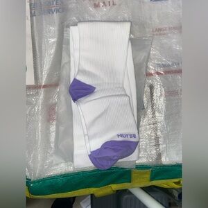 White and Purple Compression Socks for Nurses